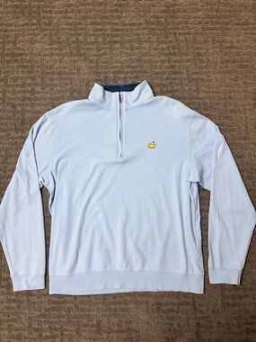 NWOT Masters Collection Quarter Zip Light Blue Golf Pullover Size Large Cotton